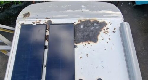 motorhome with significant fire damage
