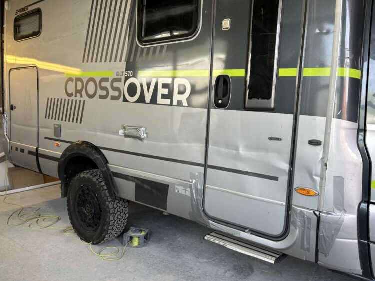 side damage on a Hymer MLT 570 motorhome