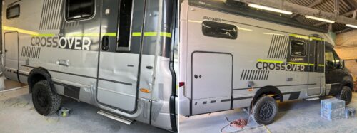 Before and after of a Hymer MLT 570 Crossover Repair